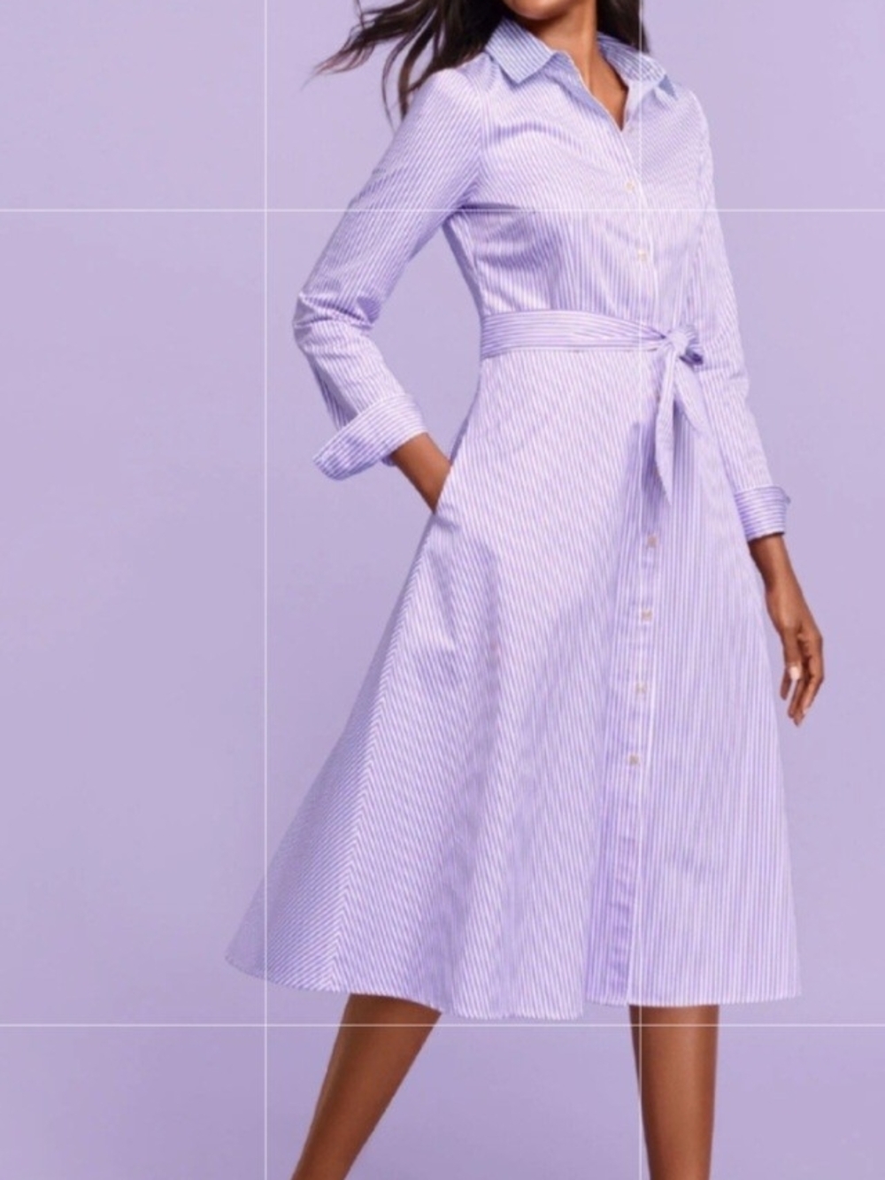 Talbots Lavender Stripe Long-Sleeve Shirt Dress